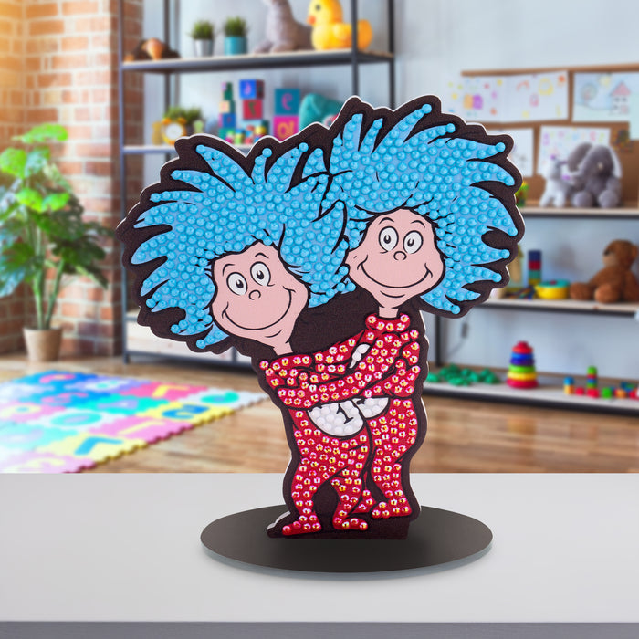 Diamond Painting Sparkle Pals™ - Thing 1 & Thing 2 4.7" x 5.5" (12.1cm x 14.1cm) / Round with 3 Colors including 1 AB and 1 Fairy Dust Diamond / 608