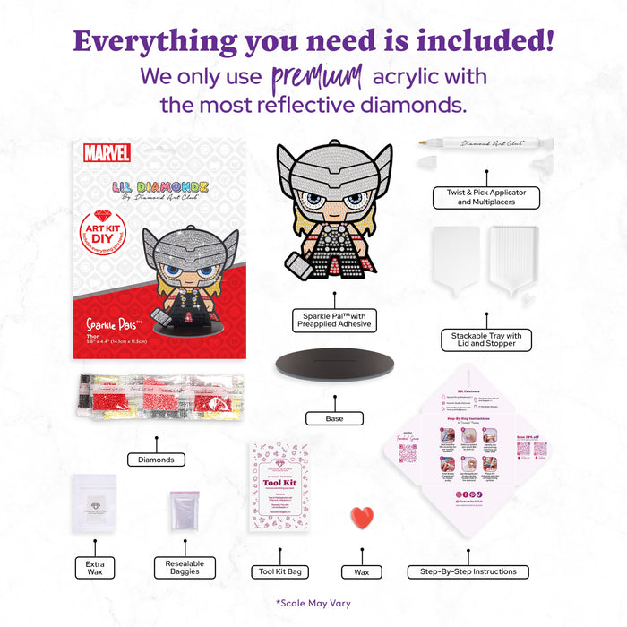 Diamond Painting Sparkle Pals™ - Thor™ 5.6" x 4.4" (14.1cm x 11.3cm) / Round with 11 Colors Including 1 AB and 2 Fairy Dust Diamonds / 753