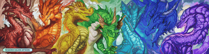 Diamond Painting Spectrum of Dragons 76" x 20" (192.9cm x 50.8cm) / Square With 111 Colors Including 5 ABs and 10 Fairy Dust Diamonds / 158,100