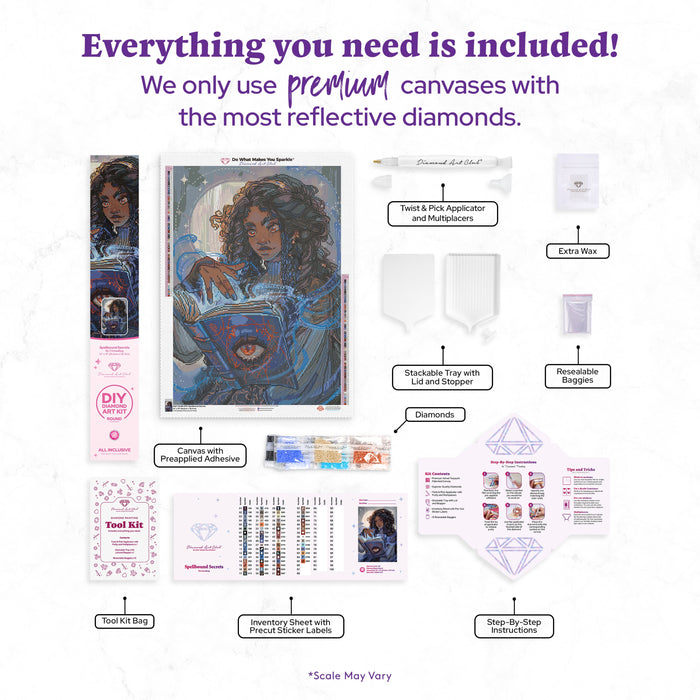 Diamond Painting Spellbound Secrets 22" x 31" (55.6cm x 78.7cm) / Round with 65 Colors including 2 ABs and 1 Iridescent Diamond and 5 Fairy Dust Diamonds / 57,772