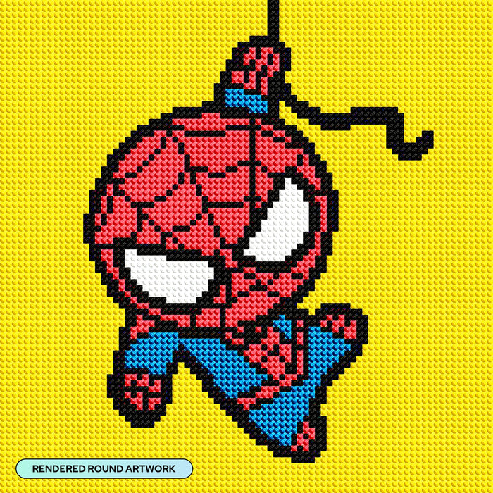 Diamond Painting Spider-Man 9" x 9" (22.8cm x 22.8cm) / Round with 5 Colors including 1 Iridescent Diamond and 1 Fairy Dust Diamond / 6,889