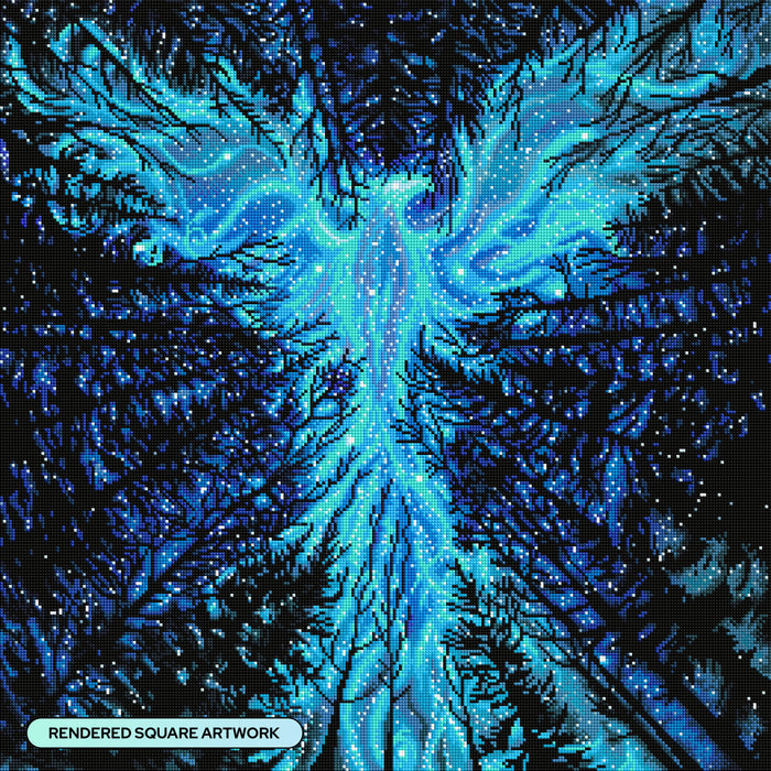Diamond Painting Spirit of the Phoenix 25.6" x 25.6" (65cm x 65cm) / Square with 16 Colors including 2 ABs and 1 Special Diamond and 2 Fairy Dust Diamonds / 68,121