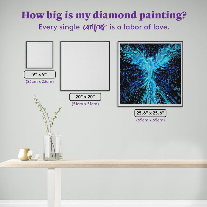 Diamond Painting Spirit of the Phoenix 25.6" x 25.6" (65cm x 65cm) / Square with 16 Colors including 2 ABs and 1 Special Diamond and 2 Fairy Dust Diamonds / 68,121