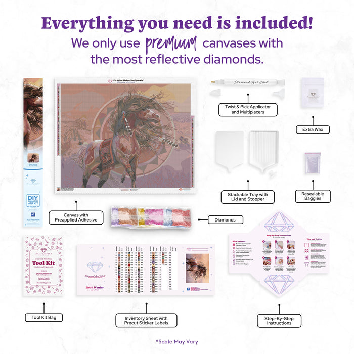Diamond Painting Spirit Warrior 34.7" x 27.6" (87.9cm x 69.9cm) / Square with 74 Colors including 1 AB and 4 Fairy Dust Diamonds / 99,193