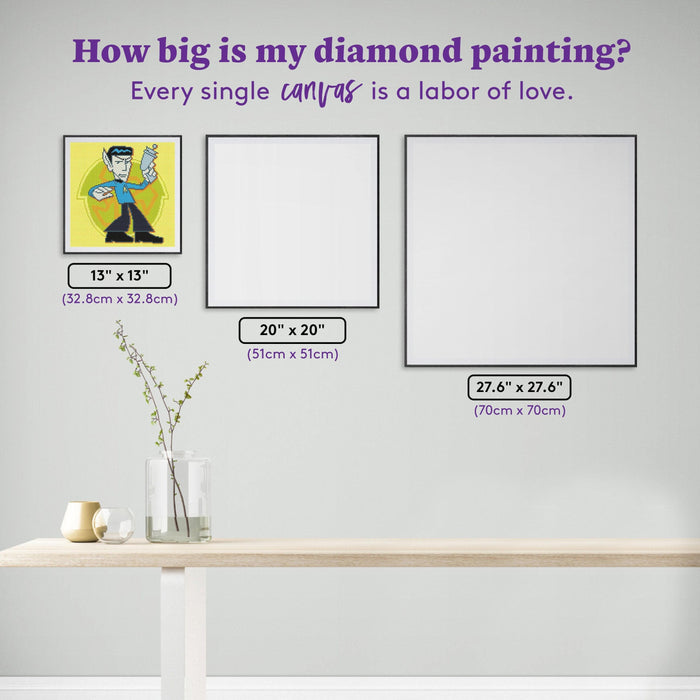 Diamond Painting Spock 13" x 13" (32.8cm x 32.8cm) / Round with 10 Colors Including 2 ABs / 13,689