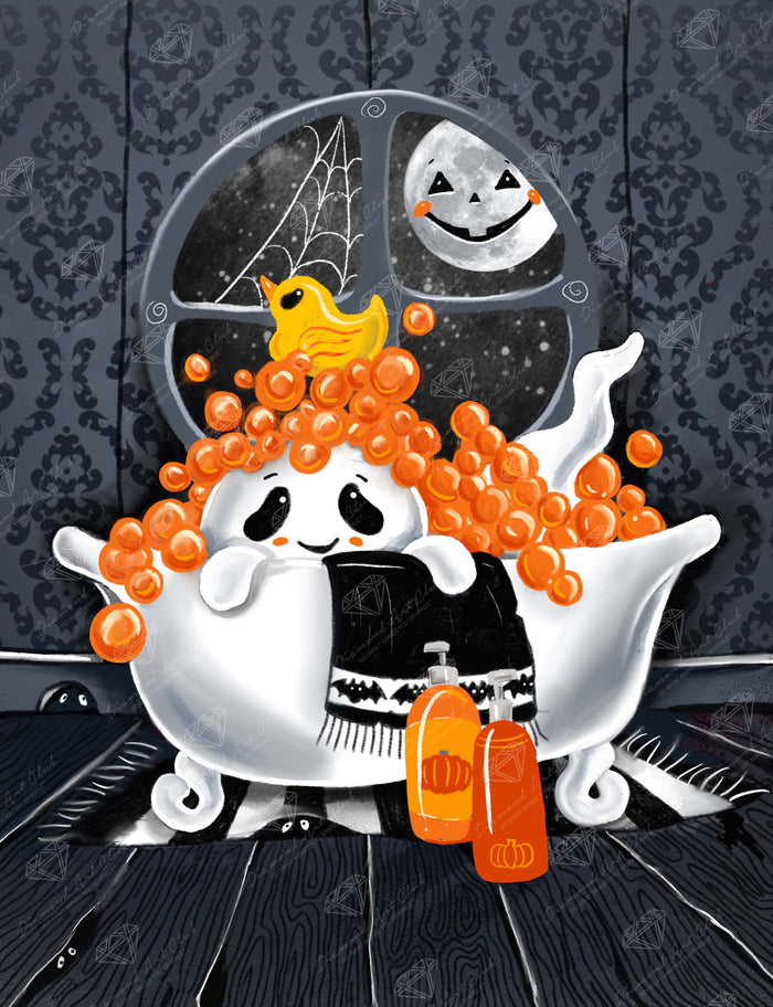 Diamond Painting Spooky Bubble Bath 25.6" x 33.3" (65cm x 84.6cm) / Square with 32 Colors including 3 ABs and 3 Fairy Dust Diamonds / 88,740