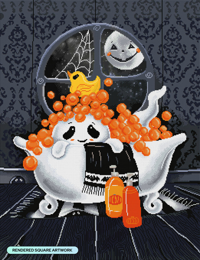 Diamond Painting Spooky Bubble Bath 25.6" x 33.3" (65cm x 84.6cm) / Square with 32 Colors including 3 ABs and 3 Fairy Dust Diamonds / 88,740