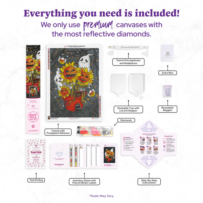Diamond Painting Spooky Flowers 22" x 31" (55.6cm x 78.7cm) / Round with 36 Colors including 1 AB and 5 Fairy Dust Diamonds / 57,772