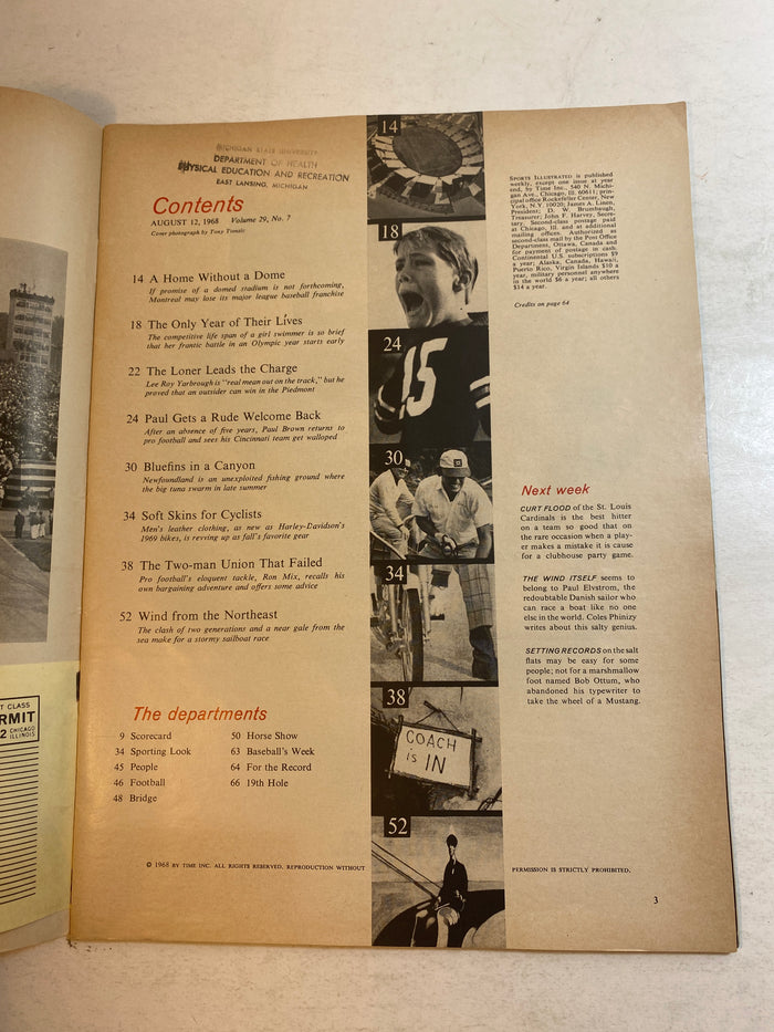 Sports Illustrated August 12 1968 Paul Brown Cincinnati Bengals