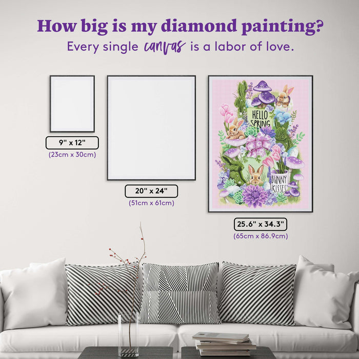 Diamond Painting Spring Bunny Bounty 25.6" x 34.3" (65.0cm x 86.9cm) / Square with 64 Colors including 2 ABs and 1 Iridescent Diamond and 3 Fairy Dust Diamonds / 91,089
