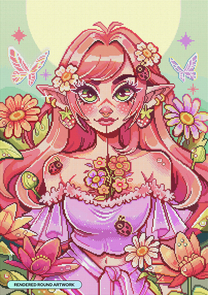 Diamond Painting Spring Elf 22" x 31" (55.6cm x 78.7cm) / Round With 72 Colors Including 2 ABs and 1 Iridescent Diamond and 5 Fairy Dust Diamonds / 57,772