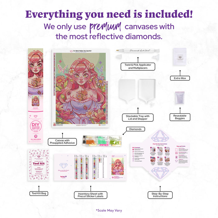Diamond Painting Spring Elf 22" x 31" (55.6cm x 78.7cm) / Round With 72 Colors Including 2 ABs and 1 Iridescent Diamond and 5 Fairy Dust Diamonds / 57,772