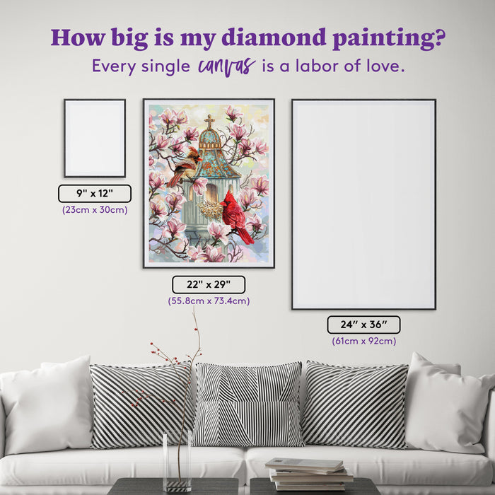 Diamond Painting Spring Morning 22" x 29" (55.8cm x 73.4cm) / Square with 94 Colors including 3 ABs and 3 Fairy Dust Diamonds / 66,080