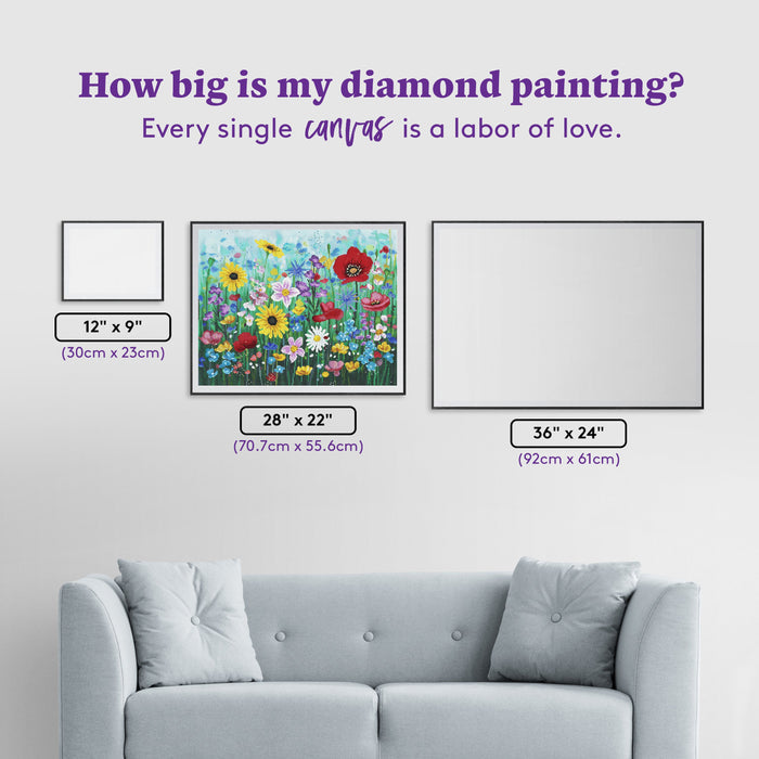 Diamond Painting Spring Summer Wildflowers 28" x 22" (70.7cm x 55.6cm) / Round with 80 Colors including 5 Fairy Dust Diamonds / 51,914