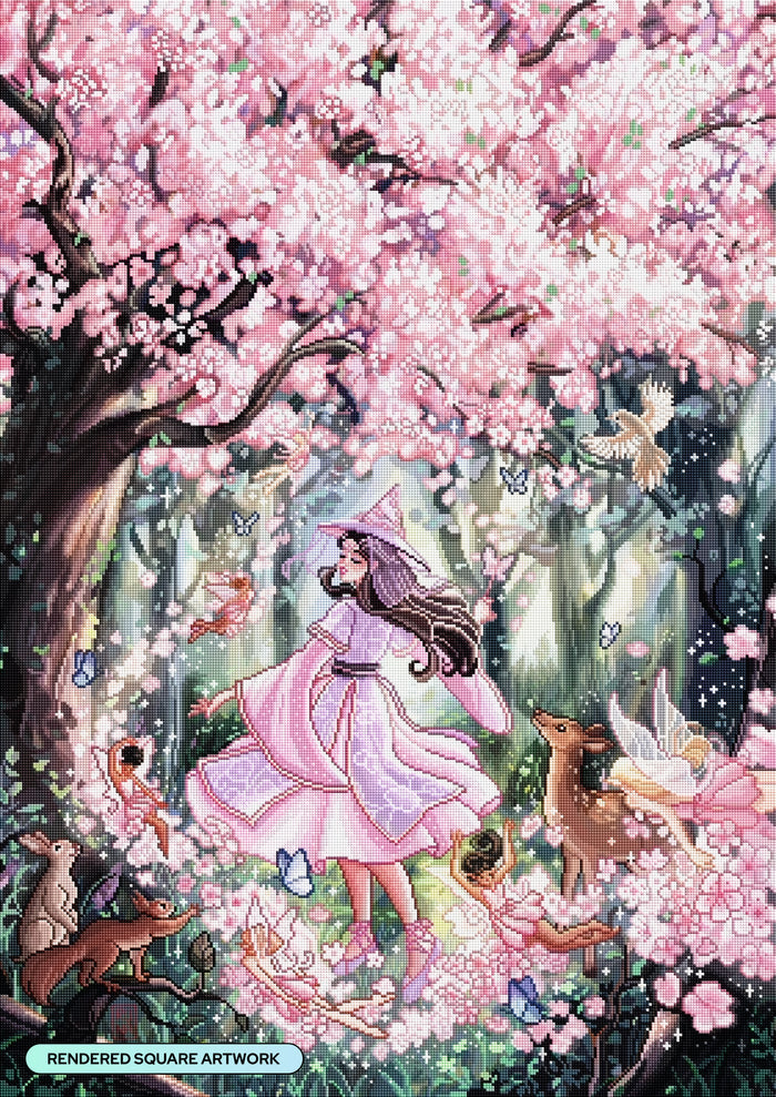 Diamond Painting Spring Witch 27.6" x 39" (69.9cm x 98.8cm) / Square with 87 Colors including 3 ABs and 5 Fairy Dust Diamonds / 111,557