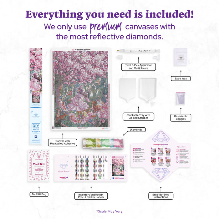Diamond Painting Spring Witch 27.6" x 39" (69.9cm x 98.8cm) / Square with 87 Colors including 3 ABs and 5 Fairy Dust Diamonds / 111,557