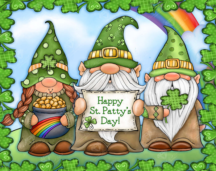 Diamond Painting St. Patrick's Day Gnomes 28" x 22" (71cm x 56cm) / Round with 55 Colors including 5 ABs / 49,949