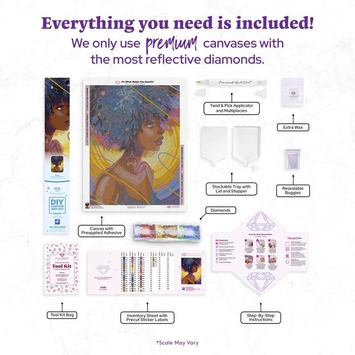 Diamond Painting Stella 22" x 29" (55.8cm x 73.7cm) / Square with 56 Colors including 1 AB and 4 Fairy Dust Diamonds / 66,304