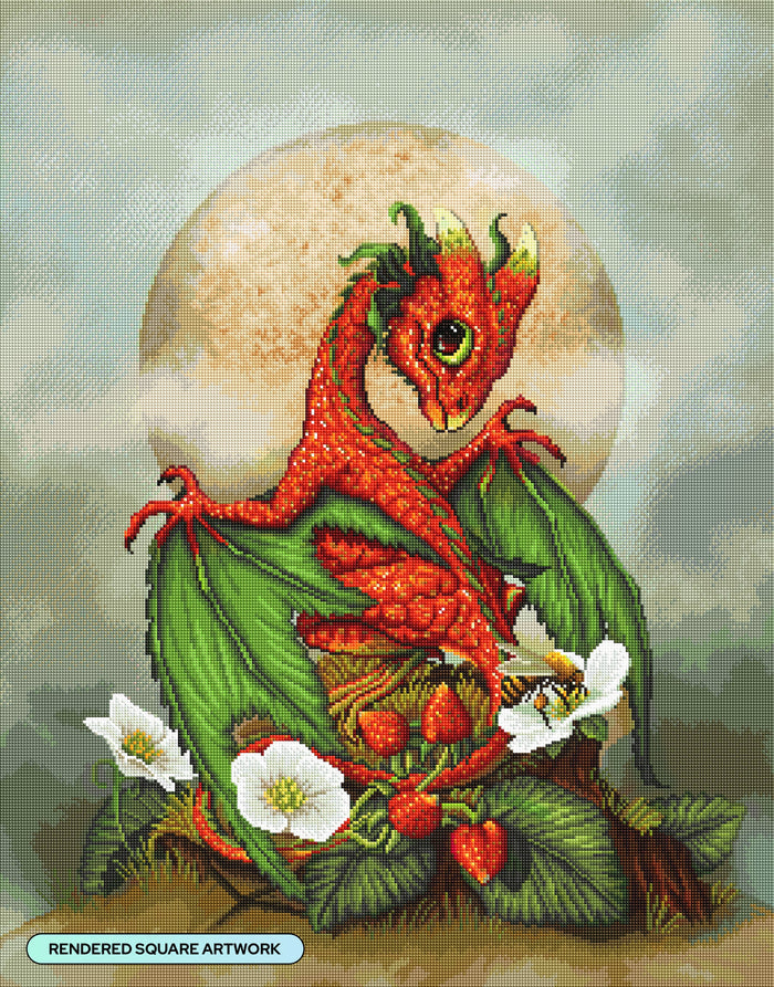 Diamond Painting Strawberry Dragon 25.6" x 32.7" (65cm x 83cm) / Square with 54 Colors including 2 ABs and 3 Fairy Dust Diamonds / 86,913