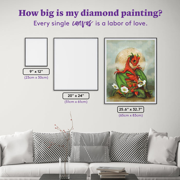 Diamond Painting Strawberry Dragon 25.6" x 32.7" (65cm x 83cm) / Square with 54 Colors including 2 ABs and 3 Fairy Dust Diamonds / 86,913
