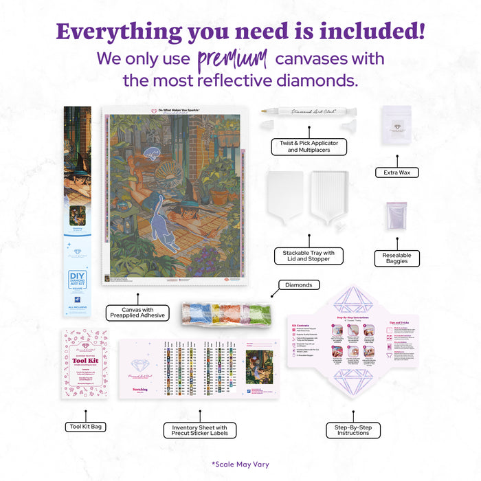Diamond Painting Stretching 25.6" x 31.9" (65cm x 80.9cm) / Square With 98 Colors Including 3 ABs and 1 Special Diamond and 2 Fairy Dust Diamonds / 84,825