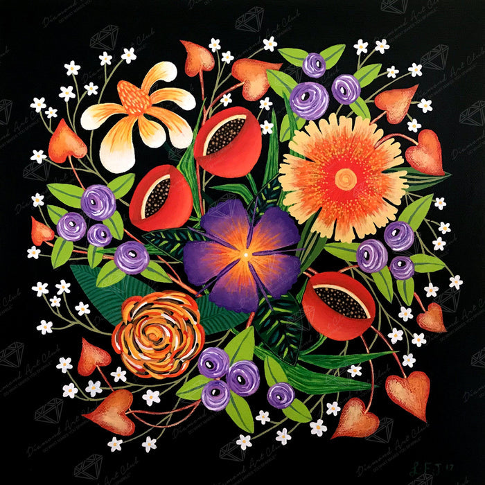 Diamond Painting Summer Blooms Square with 25 Colors / 16.5″ x 16.5″ (42cm x 42cm) / 27,299