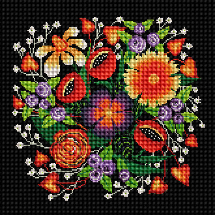 Diamond Painting Summer Blooms Square with 25 Colors / 16.5″ x 16.5″ (42cm x 42cm) / 27,299