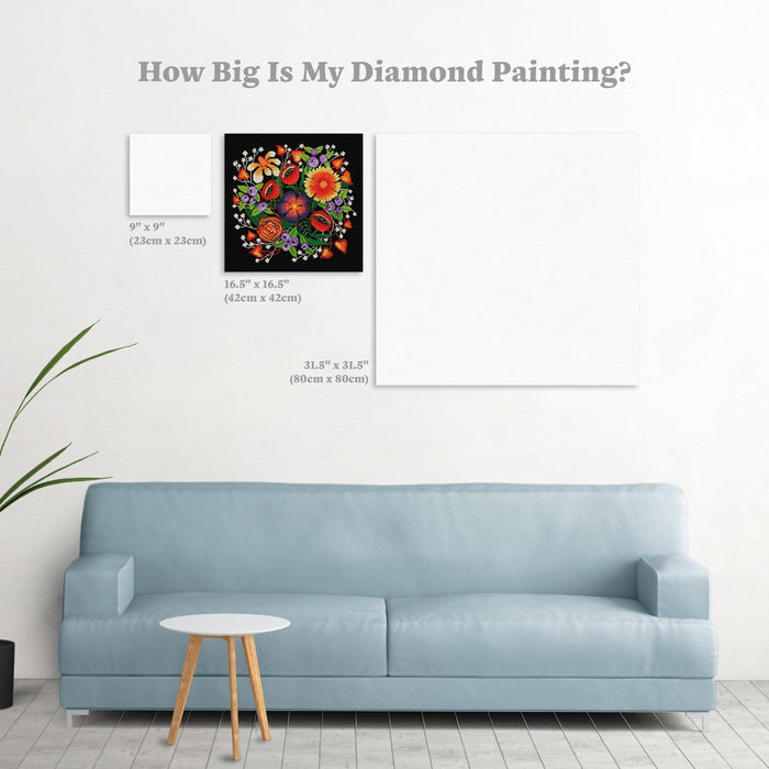 Diamond Painting Summer Blooms Square with 25 Colors / 16.5″ x 16.5″ (42cm x 42cm) / 27,299