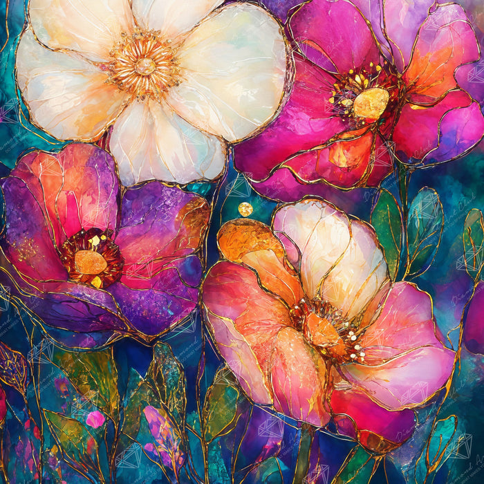 Diamond Painting Summer Colors 22" x 22" (55.8cm x 55.8cm) / Square with 86 Colors including 2 ABs and 1 Iridescent Diamond and 5 Fairy Dust Diamonds / 50,176