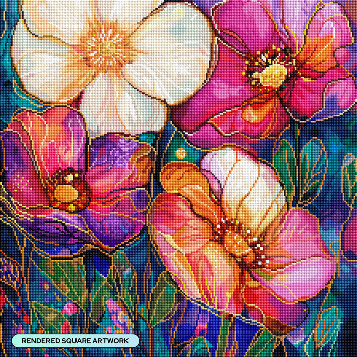 Diamond Painting Summer Colors 22" x 22" (55.8cm x 55.8cm) / Square with 86 Colors including 2 ABs and 1 Iridescent Diamond and 5 Fairy Dust Diamonds / 50,176