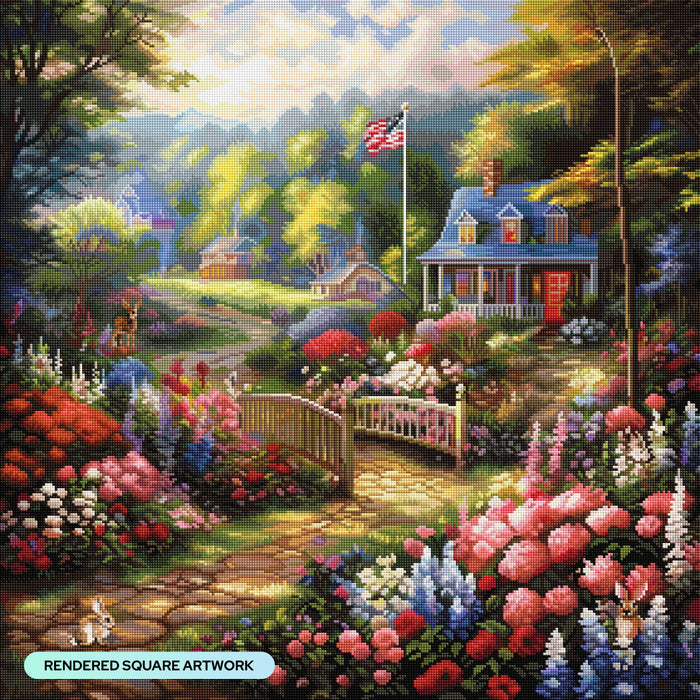 Diamond Painting Summer in the Country 27.6" x 27.6" (69.9cm x 69.9cm) / Square with 94 Colors including 3 ABs and 4 Fairy Dust Diamonds / 78,961