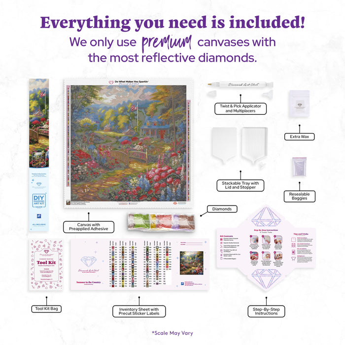 Diamond Painting Summer in the Country 27.6" x 27.6" (69.9cm x 69.9cm) / Square with 94 Colors including 3 ABs and 4 Fairy Dust Diamonds / 78,961