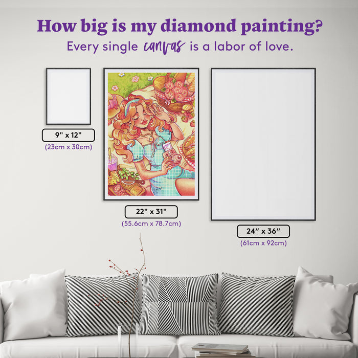 Diamond Painting Summer Picnic 22" x 31" (55.6cm x 78.7cm) / Round With 80 Colors Including 2 ABs and 5 Fairy Dust Diamonds / 57,772