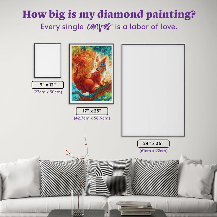 Diamond Painting Sunbeam the Squirrel 17" x 23" (42.7cm x 58.9cm) / Round With 47 Colors Including 3 ABs and 3 Fairy Dust Diamonds / 33,170