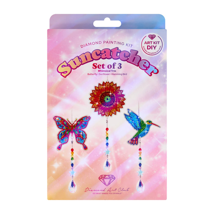 Diamond Painting Suncatchers - Hummingbird/Sunflower/Butterfly - Round 2 11.8" x 3.9" (30cm x 10cm) / Round with 13 Colors Including 10 Iridescent Diamonds and 3 Special Diamonds / 1,480