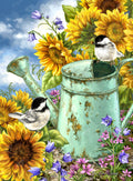 Diamond Painting Sunflower Garden 20" x 27" (50.7cm x 68.9cm) / Round with 52 Colors including 3 ABs and 1 Fairy Dust Diamonds / 44,526