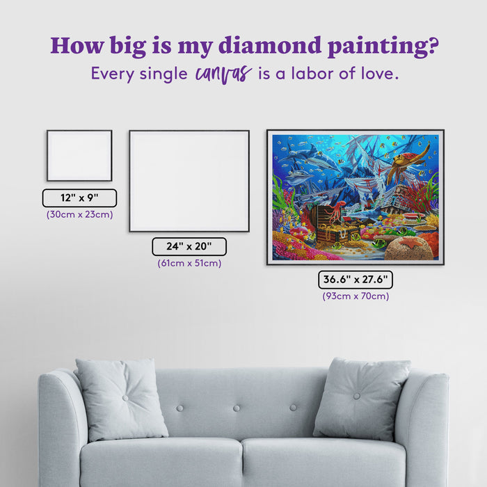 Diamond Painting Sunken Ship 36.6" x 27.6" (93cm x 70cm) / Square With 67 Colors Including 4 ABs / 104,813