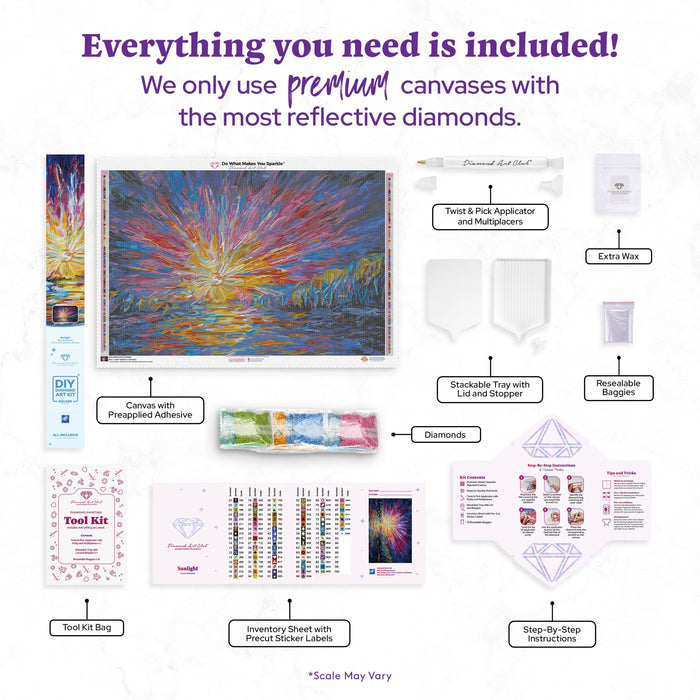 Diamond Painting Sunlight 35.4" x 23.6" (89.9cm x 60cm) / Square with 92 Colors including 4 ABs and 4 Fairy Dust Diamonds / 87,001
