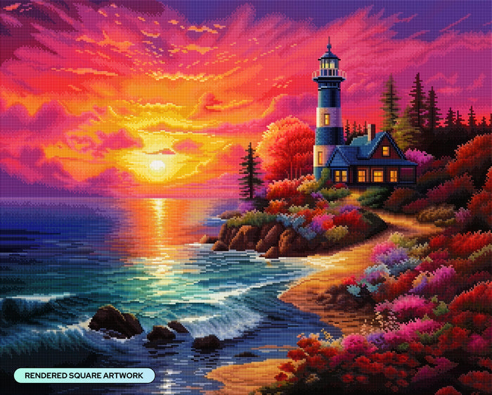 Diamond Painting Sunrise Paradise 31.9" x 25.6" (80.9cm x 65cm) / Square with 70 Colors including 2 ABs and 4 Fairy Dust Diamonds / 84,825