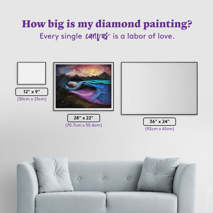 Diamond Painting Sunset at Breakers Bay 28" x 22" (70.7cm x 55.6cm) / Round with 56 Colors including 2 ABs and 2 Fairy Dust Diamonds / 51,914