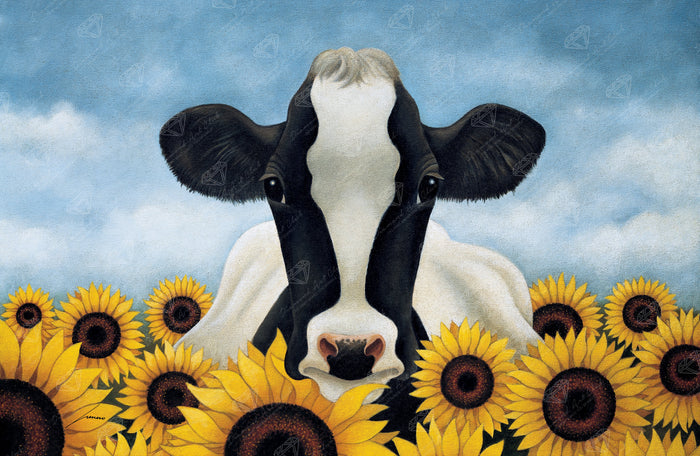 Diamond Painting Surrounded by Sunflowers 20" x 13″ (51cm x 33cm) / Square with 31 Colors including 2 ABs / 26,297
