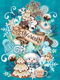 Diamond Painting Sweet Snowman Stack 25.6" x 34.3" (65cm x 86.9cm) / Square with 74 Colors including 2 ABs and 1 Iridescent Diamond and 1 Special Diamond and 4 Fairy Dust Diamonds / 91,089