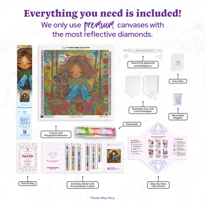 Diamond Painting Swinging Spring 22" x 22" (55.8cm x 55.8cm) / Square with 95 Colors including 2 ABs and 4 Fairy Dust Diamonds / 50,176