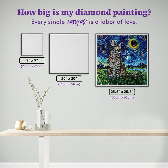 Diamond Painting Tabby Night 25.6" x 25.6" (65cm x 65cm) / Square with 42 Colors including 4 ABs / 68,121