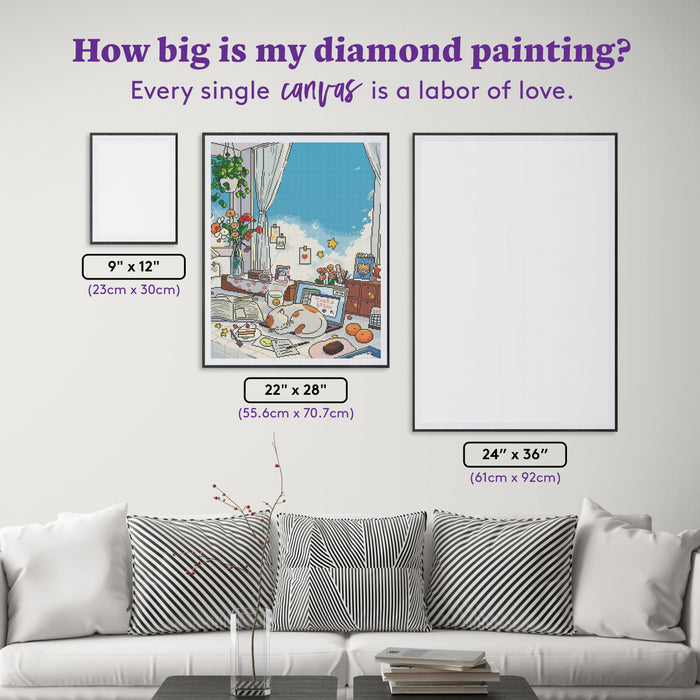 Diamond Painting Take a Break 22" x 28" (55.6cm x 70.7cm) / Round With 73 Colors Including 2 ABs and 1 Iridescent Diamond and 4 Fairy Dust Diamonds / 51,914