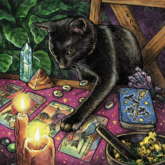 Diamond Painting Tarot Cat 23.6" x 23.6" (60cm x 60cm) / Square with 75 Colors including 2 ABs and 1 Iridescent Diamond and 4 Fairy Dust Diamonds / 58,081