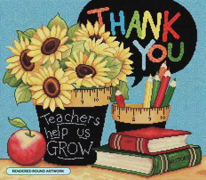 Diamond Painting Teachers Help Us Grow 25" x 22" (63.8cm x 55.6cm) / Round with 51 Colors including 2 ABs and 3 Fairy Dust Diamonds / 46,864