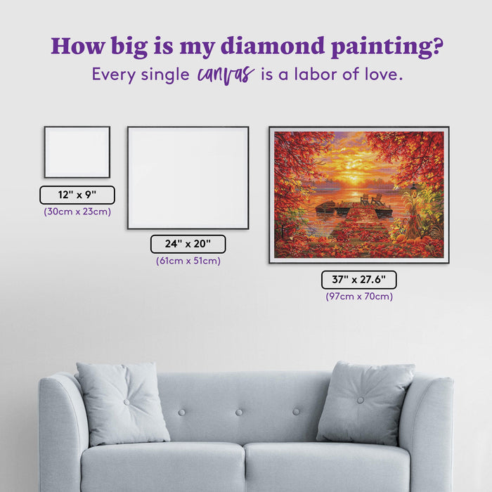 Diamond Painting Tennessee River Sunset 37" x 27.6" (97cm x 70cm) / Square with 56 Colors including 2 ABs and 2 Fairy Dust Diamonds / 105,937