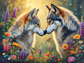 Diamond Painting The Alpha Pair 34.3" x 25.6" (86.9cm x 65cm) / Square with 80 Colors including 4 ABs and 2 Fairy Dust Diamonds / 91,089