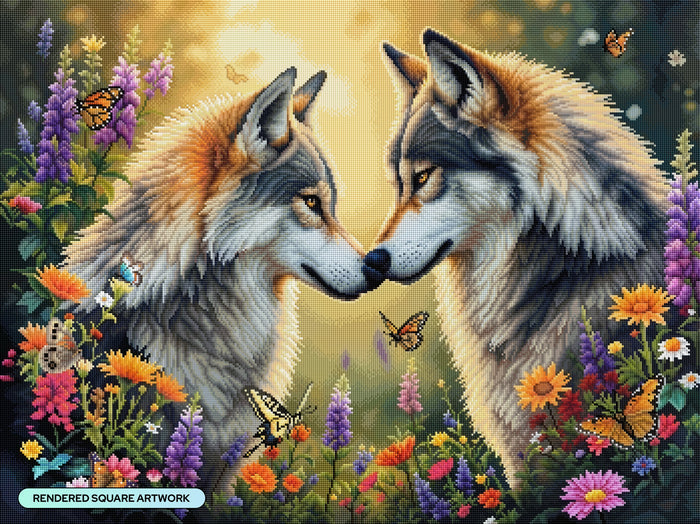 Diamond Painting The Alpha Pair 34.3" x 25.6" (86.9cm x 65cm) / Square with 80 Colors including 4 ABs and 2 Fairy Dust Diamonds / 91,089